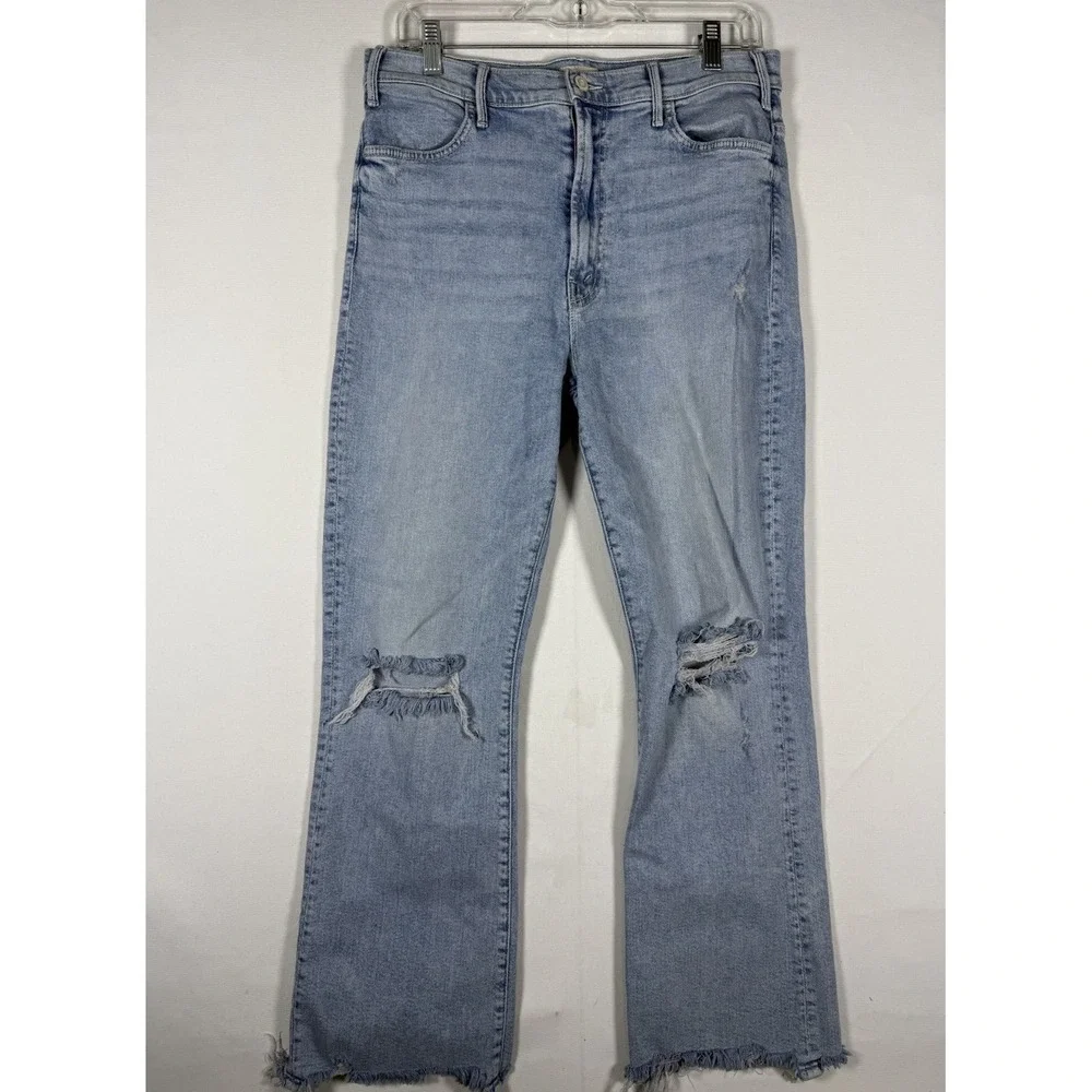 MOTHER The Hustler Ankle Chew Jeans Women 32 High Rise Drinking By The Pool Wash